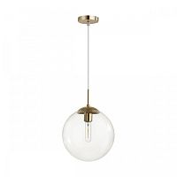 Светильник подвесной Summer 6509/1 Lumion прозрачный 1 лампа, основание золотое в стиле минимализм шар