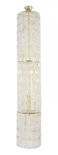 Люстра хрустальная каскадная столб Belluno E 1.9.45.400 G Dio D'Arte без плафона прозрачная на 20 ламп, основание золотое жёлтое в стиле классика 