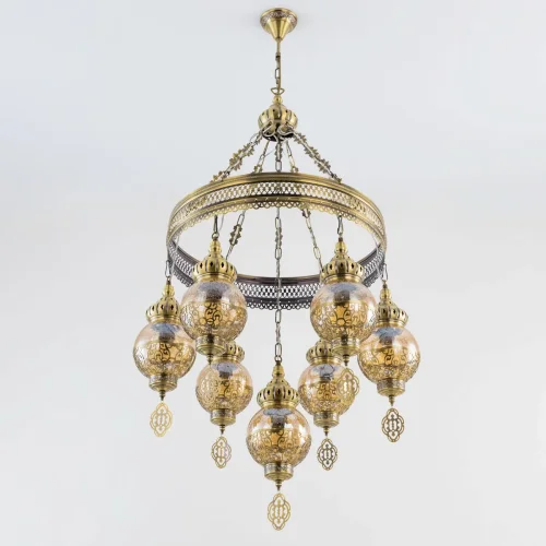 Люстра подвесная Каир CL419163 Citilux янтарная на 7 ламп, основание бронзовое в стиле восточный  фото 4