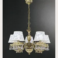 Люстра подвесная  L 7033/5 Reccagni Angelo бежевая белая на 5 ламп, основание античное бронза в стиле классический 