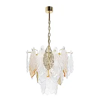 Люстра подвесная Felicita A4080LM-6GO Arte Lamp прозрачная янтарная на 6 ламп, основание золотое в стиле современный флористика 
