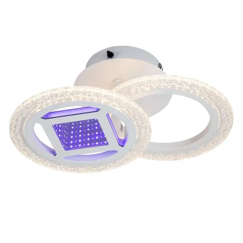 Люстра потолочная LED с пультом Mira 10214/2LED Escada прозрачная на 1 лампа, основание белое в стиле хай-тек с пультом кольца фото 5