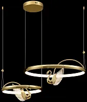 Люстра подвесная LED с пультом Letizia WE466.04.303 Wertmark золотая на 1 лампа, основание золотое в стиле современный с пультом кольца птички