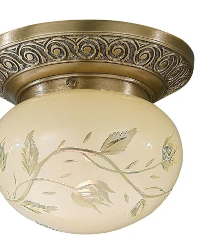 Светильник потолочный PL 7742/1 Reccagni Angelo жёлтый 1 лампа, основание античное бронза в стиле классика  фото 2