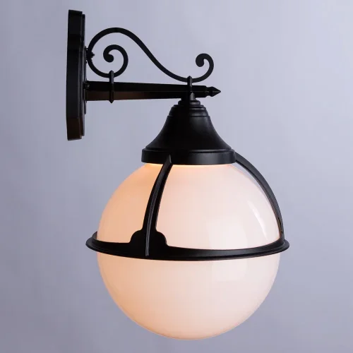 Настенный светильник Monaco A1492AL-1BK Arte Lamp уличный IP44 чёрный 1 лампа, плафон белый в стиле современный E27 фото 2