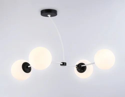 Люстра потолочная TR2542 Ambrella light белая на 4 лампы, основание чёрное в стиле современный  фото 2