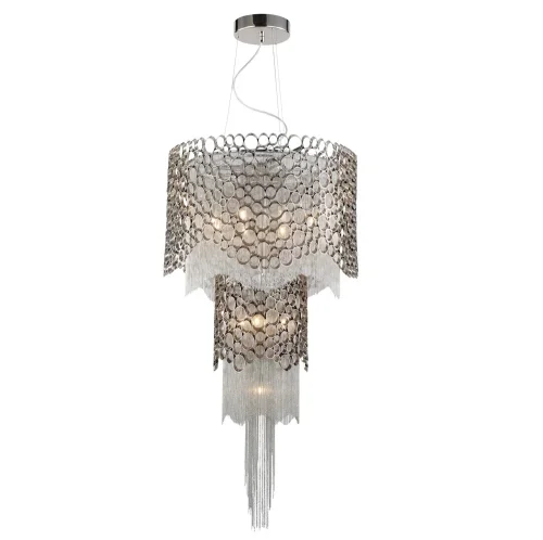 Люстра Подвесная  HAUBERK SP-PL8+4 Crystal Lux прозрачная серая на 12 ламп, основание никель в стиле арт-деко 