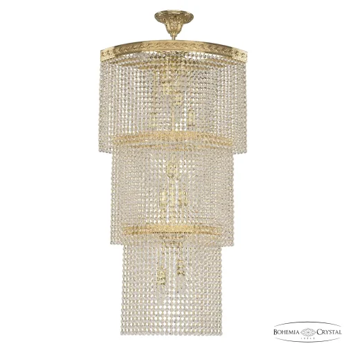 Люстра каскадная хрустальная 83303/55IV-100 G Bohemia Ivele Crystal прозрачная на 14 ламп, основание золотое в стиле современный классический r