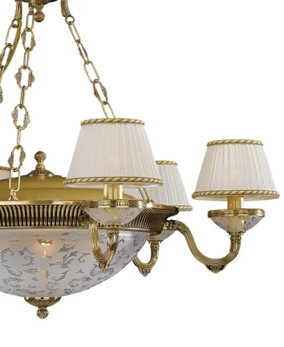 Люстра подвесная  L 6502/6+4 Reccagni Angelo белая на 10 ламп, основание золотое в стиле классический  фото 2