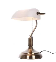 Настольная лампа Banker LDT 305 WT Lumina Deco белая 1 лампа, основание бронзовое металл в стиле классический 
