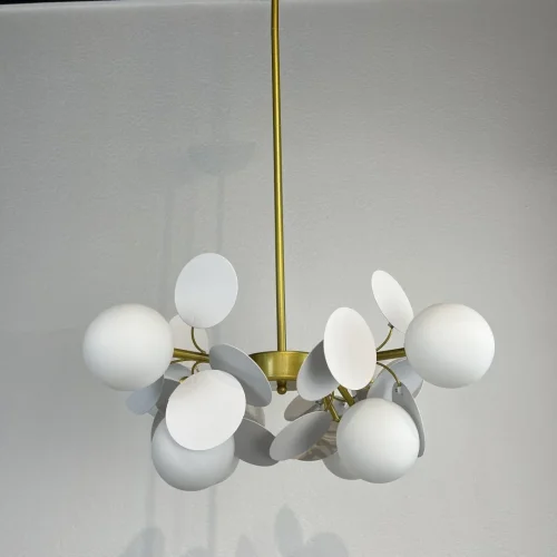Люстра подвесная Matisse 191858-26 ImperiumLoft белая на 8 ламп, основание золотое в стиле современный  фото 3