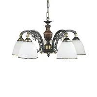 Люстра подвесная L 3800/5 Reccagni Angelo белая на 5 ламп, основание бронзовое коричневое в стиле кантри классический  Люстра подвесная L 3800/5 Reccagni Angelo белая на 5 ламп, основание бронзовое коричневое в стиле кантри классический
