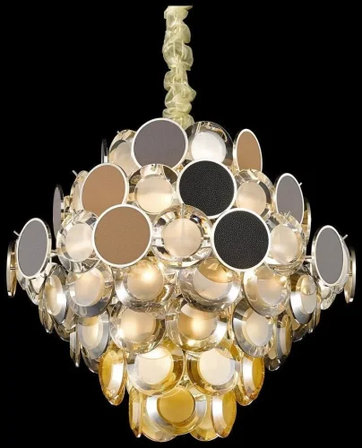 Люстра подвесная хрустальная Oriella WE141.17.303 Wertmark янтарная прозрачная на 17 ламп, основание золотое в стиле современный классический 