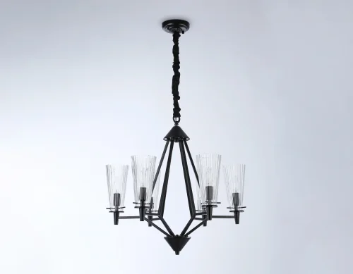 Люстра подвесная TR3237 Ambrella light прозрачная на 6 ламп, основание чёрное в стиле замковый кантри  фото 5