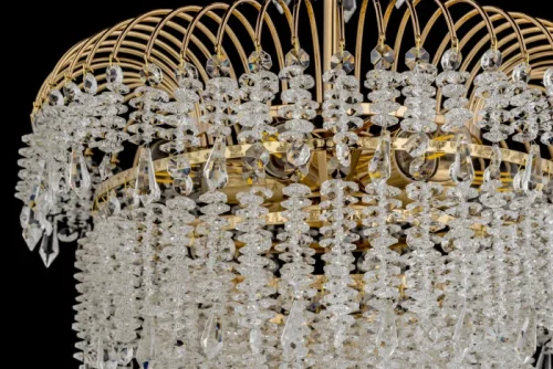 Люстра подвесная хрустальная Sardinia E 1.5.40.105 G Arti Lampadari прозрачная на 4 лампы, основание золотое в стиле арт-деко каскад фото 2