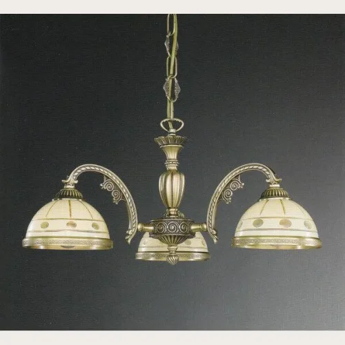 Люстра подвесная  L 7004/3 Reccagni Angelo бежевая на 3 лампы, основание античное бронза в стиле классический 