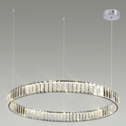 Люстра подвесная LED Vekia 4930/45L Odeon Light прозрачная на 1 лампа, основание хром в стиле современный кольца фото 7