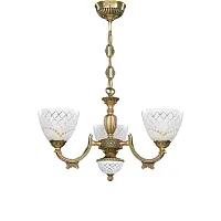 Люстра подвесная  L 7052/3 Reccagni Angelo белая на 3 лампы, основание античное бронза в стиле классический 