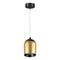 Светильник подвесной LED Kamp 358515 Novotech золотой 1 лампа, основание чёрное в стиле современный хай-тек 