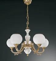 Люстра подвесная  L 8860/5 Reccagni Angelo белая на 5 ламп, основание золотое в стиле классический 