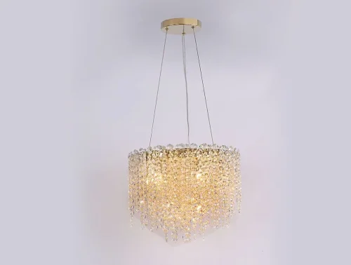 Люстра подвесная хрустальная 10909/C gold Newport прозрачная на 9 ламп, основание золотое в стиле классический 