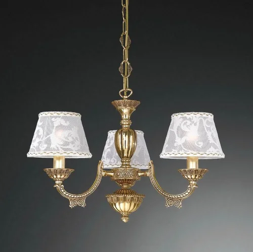 Люстра подвесная  L 7532/3 Reccagni Angelo белая на 3 лампы, основание золотое в стиле классический 