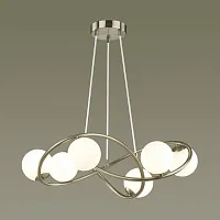 Люстра подвесная Slota 4807/6 Odeon Light белая на 6 ламп, основание никель в стиле модерн шар