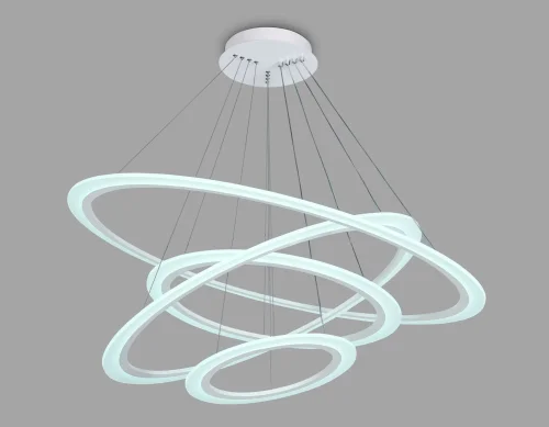 Люстра подвесная LED с пультом FA4363 Ambrella light белая на 1 лампа, основание белое в стиле современный хай-тек с пультом кольца фото 4