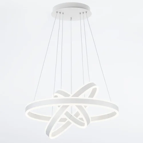 Люстра подвесная LED с пультом Дуэт CL719650 Citilux белая на 1 лампа, основание белое в стиле современный хай-тек кольца с пультом фото 2