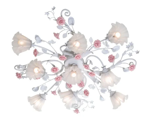 Люстра потолочная Fiori di rose 109.8.1 Lucia Tucci белая на 1 лампа, основание белое в стиле флористика прованс 