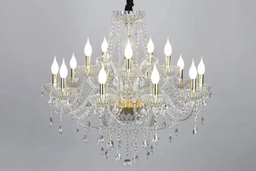 Люстра подвесная Bonaita OML-70103-15 Omnilux без плафона на 15 ламп, основание прозрачное золотое в стиле классический  фото 4