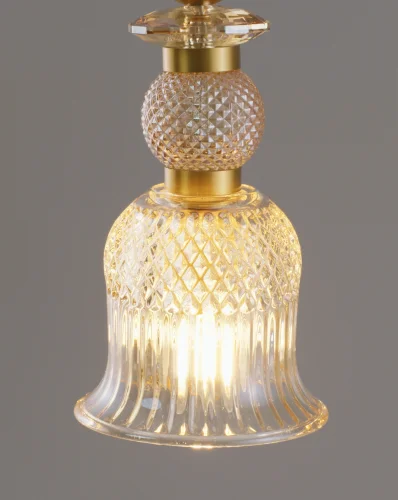 Светильник подвесной Glassy V10906-P Moderli янтарный 1 лампа, основание золотое в стиле современный выдувное фото 3