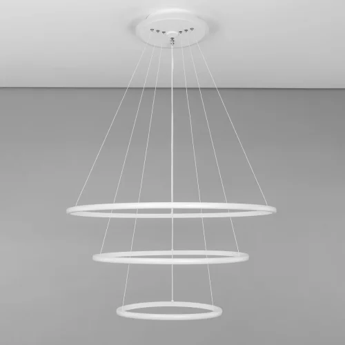 Люстра подвесная LED с пультом Неон Смарт CL731A090E Citilux белая на 1 лампа, основание белое в стиле современный с пультом кольца фото 9