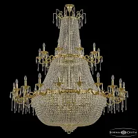 Люстра подвесная 2227H201/20+10/162IV/2D/Y1 G Bohemia Ivele Crystal без плафона на 64 лампы, основание золотое прозрачное в стиле классический drops
