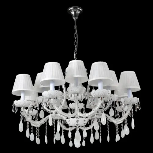Люстра подвесная BLANCA SP12 Crystal Lux белая на 12 ламп, основание прозрачное хром в стиле классический 