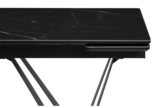Стеклянный стол Марвин 160(220)х90х76 черный мрамор / черный 553568 Woodville столешница чёрная из стекло фото 8