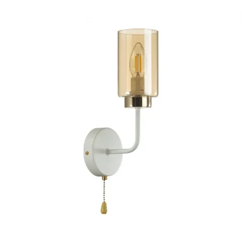 Бра с выключателем Dallin 5639/1W Lumion янтарный на 1 лампа, основание белое в стиле современный 