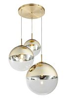 Светильник подвесной Glass TL1203H-03GD Toplight золотой 3 лампы, основание золотое в стиле современный каскад шар