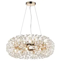 Люстра подвесная Alaska GRLSP-8340 Lussole прозрачная на 16 ламп, основание золотое в стиле современный Люстра подвесная Alaska GRLSP-8340 Lussole прозрачная на 16 ламп, основание золотое в стиле современный