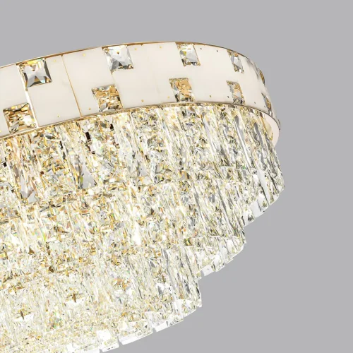 Люстра подвесная Chessi 5076/21 Odeon Light прозрачная белая на 21 лампа, основание золотое в стиле современный  фото 4