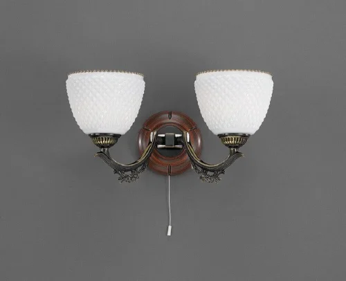 Бра с выключателем A 8661/2  Reccagni Angelo белый на 2 лампы, основание бронзовое в стиле кантри 