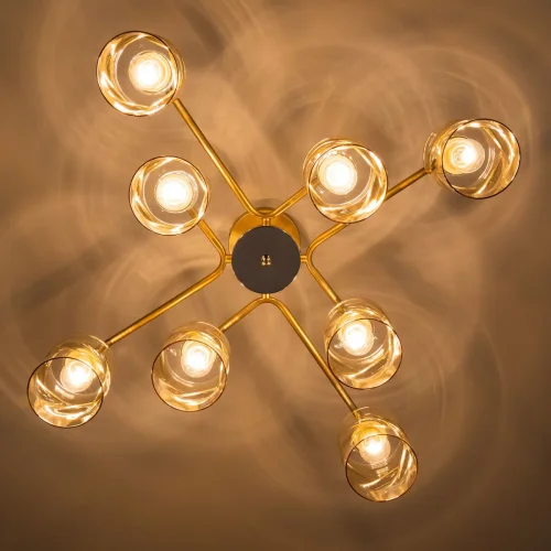 Люстра потолочная Клод CL137182 Citilux янтарная на 8 ламп, основание золотое в стиле современный  фото 7