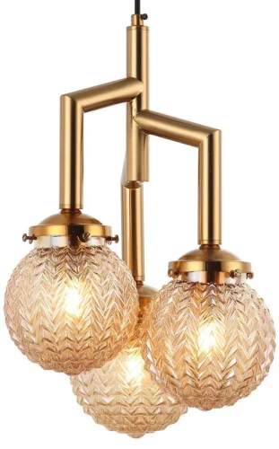 Светильник подвесной Grozde 2133/05/03P Stilfort прозрачный 3 лампы, основание золотое в стиле современный шар фото 3