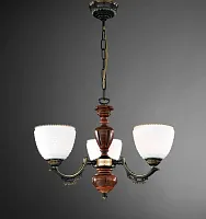 Люстра подвесная  L 8661/3 Reccagni Angelo белая на 3 лампы, основание коричневое бронзовое в стиле классический кантри 
