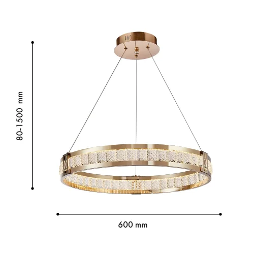 Люстра подвесная LED Theatrum 4206-6P Favourite прозрачная на 2 лампы, основание золотое в стиле классический кольца фото 3