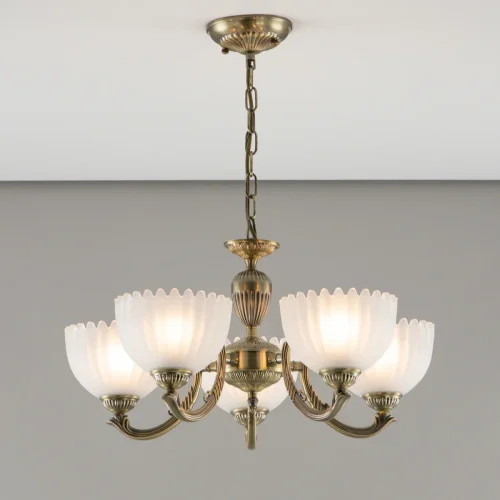 Люстра подвесная Севилья CL414153 Citilux белая на 5 ламп, основание бронзовое в стиле классический 
