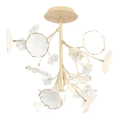Люстра потолочная MARGO PL4 Crystal Lux белая прозрачная на 4 лампы, основание золотое в стиле флористика  фото 2