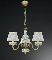 Люстра подвесная  L 9100/3 Reccagni Angelo белая на 3 лампы, основание золотое в стиле классический 