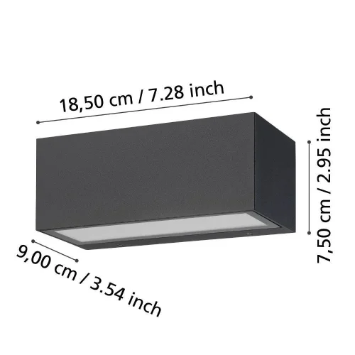 Настенный светильник LED Spongano 900885 Eglo уличный IP65 чёрный 2 лампы, плафон чёрный в стиле лофт современный LED фото 2