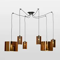 Люстра подвесная Lincoln LSP-8944 Lussole медь на 6 ламп, основание чёрное в стиле современный лофт паук Люстра подвесная Lincoln LSP-8944 Lussole медь на 6 ламп, основание чёрное в стиле современный лофт паук